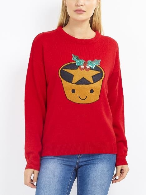 Sequin Mince Pie Design Christmas Jumper