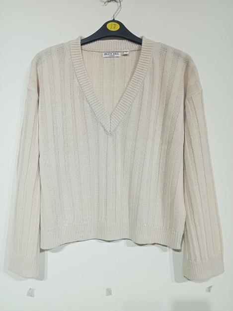 Brave Soul Martha Ribbed V-Neck Jumper