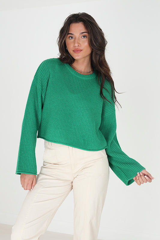 Crew Neck Fisherman Crop Jumper