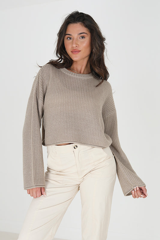 Crew Neck Fisherman Crop Jumper