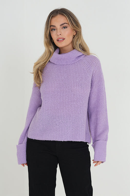 Roll Neck Jumper With Turn Back Cuffs