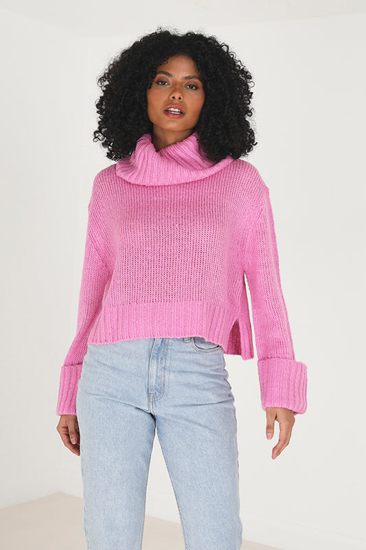 Jumper With Roll Neck & Side Split