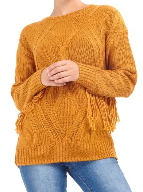 Fringe Detail Cable Knit Jumper