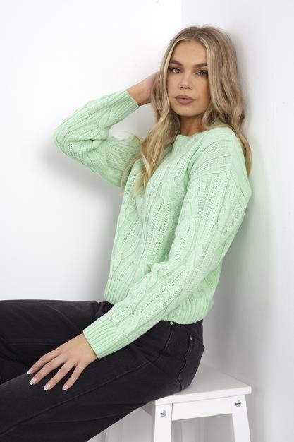 Long Sleeve All Over Cable Knit Ribbed Jumper