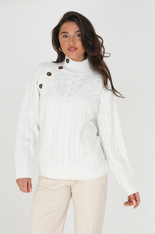 Turule Neck Jumper With Button Detail