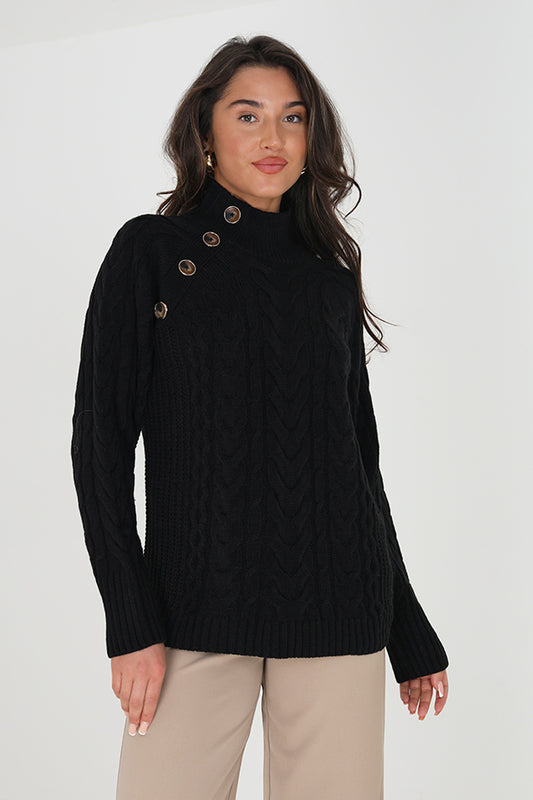 Cable Knit Button Detail Jumper