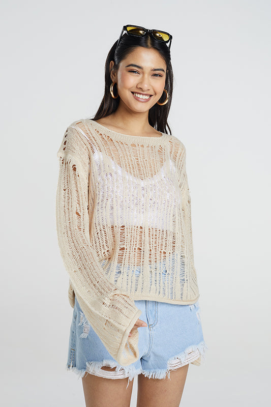 Ladder Stitch Crew Neck Jumper