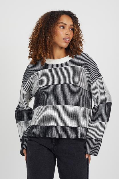Brave Soul Plated Striped Knitted Jumper