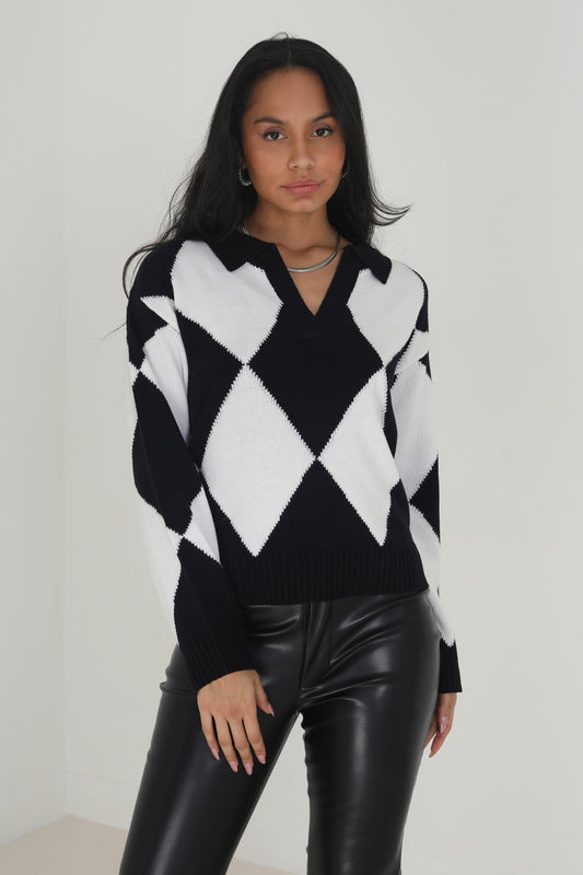 Diamond Pattern Jaquard Jumper