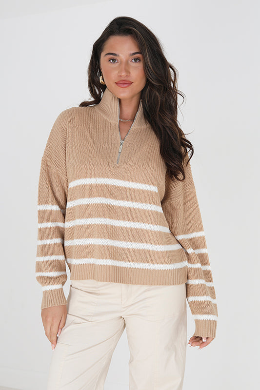 Half Zip Stripe Jumper