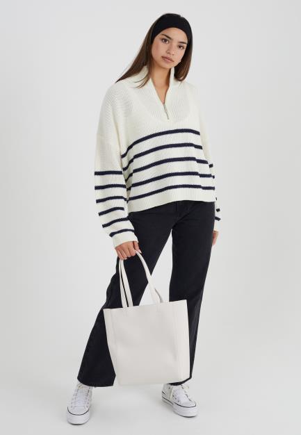 Half Zip Stripe Jumper