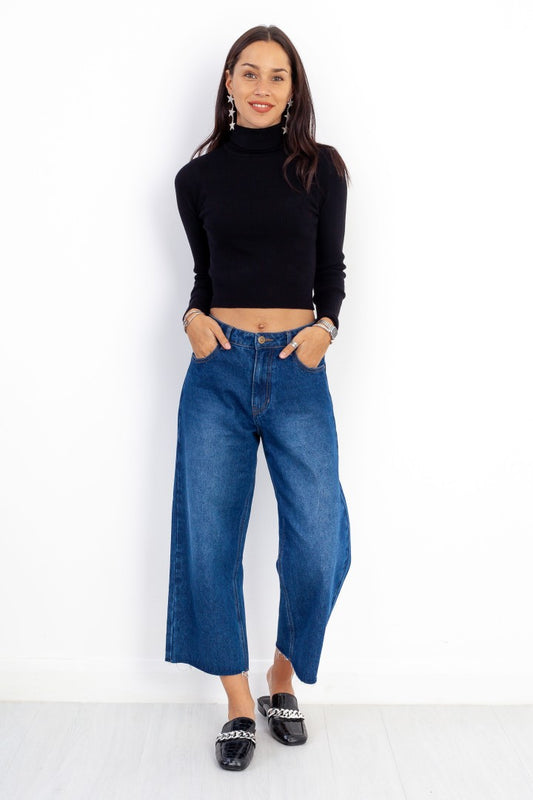 Solid Colour Ribbed Roll Neck Jumper