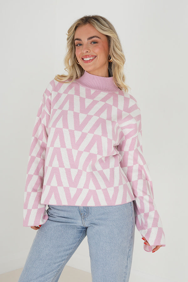 Turtle Neck Jacquard Jumper
