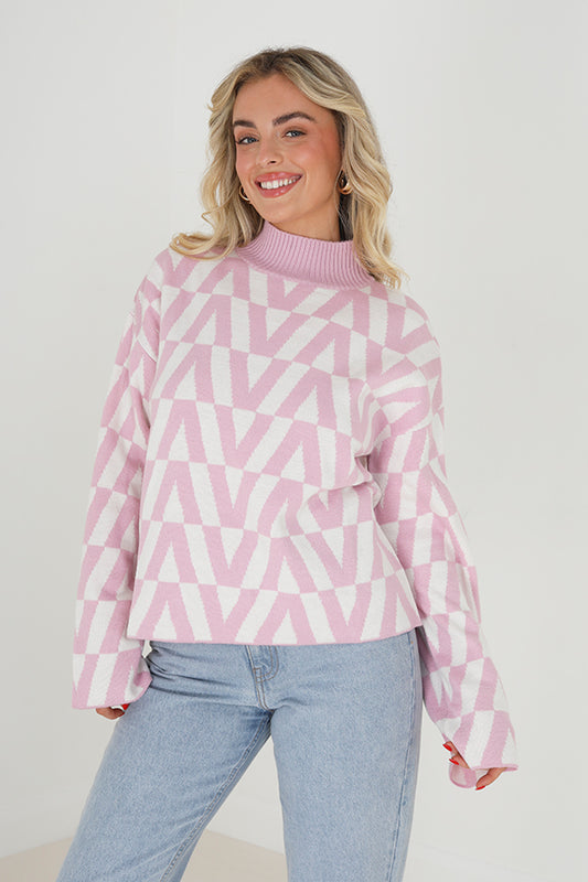 Turtle Neck Jacquard Jumper