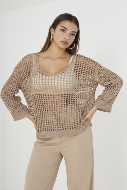 Open Knit Mesh Tape Yarn Jumper