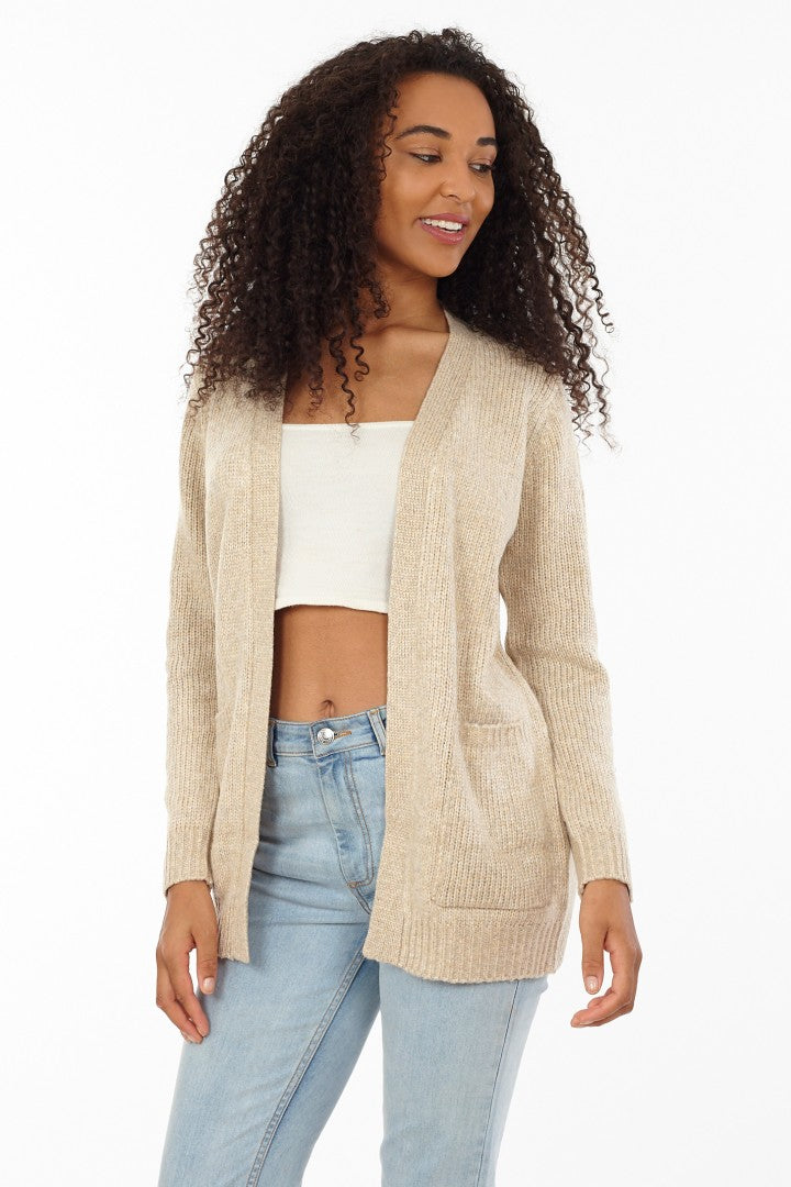 Long Sleeve Pocket Detail Knitted Cardigan