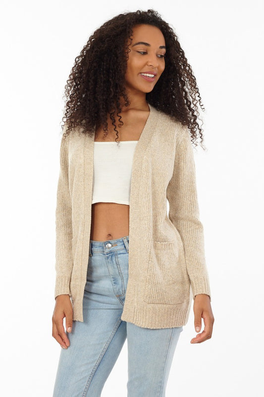 Long Sleeve Pocket Detail Knitted Cardigan