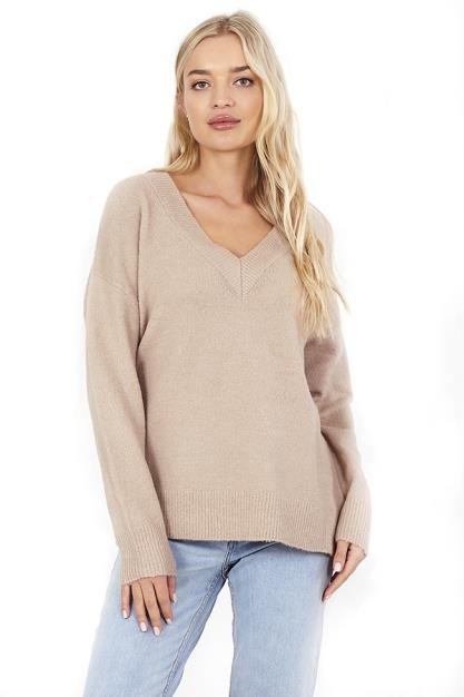 Oversized Long Sleeved V-Neck Jumper