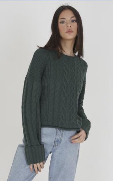 Brave Soul Cable Knit Wide Sleeve Jumper