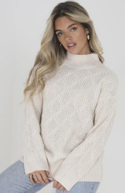 Brave Soul Roll Neck Diamond Knit Jumper