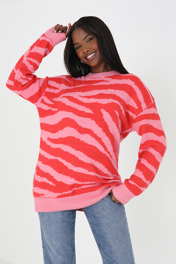 Tunic Oversized Animal Jacquard Jumper