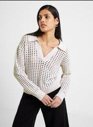 Pointelle Ls Collared Jumper