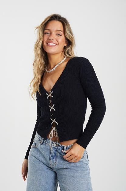 Brave Soul Tie Front Detail Cardigan
