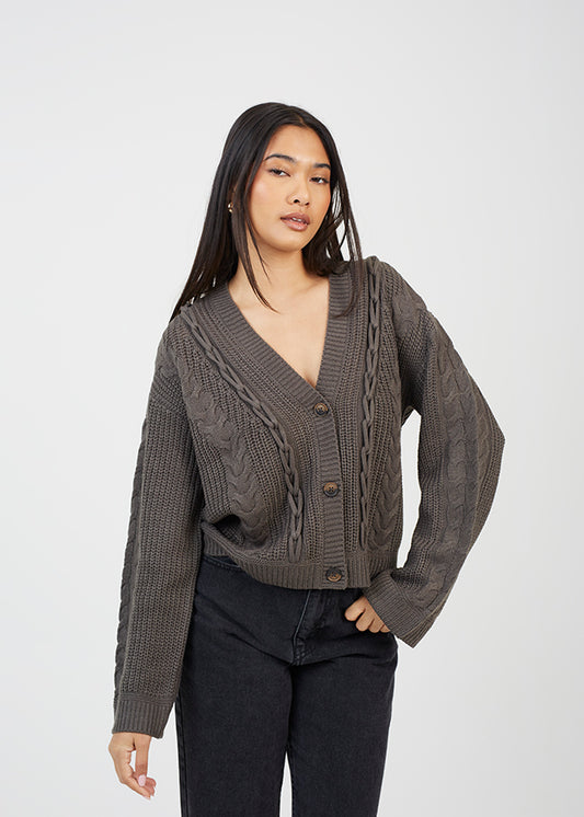 Ladies Brave Soul Charcoal Cardigan
