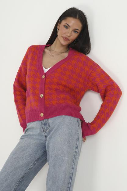Brave Soul Kimmy Checked Croed Cardigan