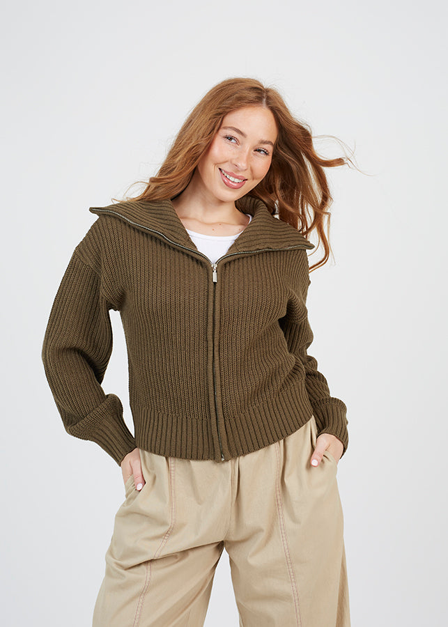 Ladies Brave Soul Khaki Cardigan