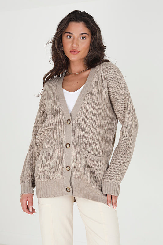 Fisherman Stictch Button Through Cardi