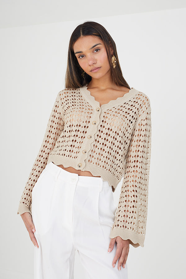 Open Knit Wide Sleeve Cardi