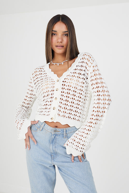 Open Knit Wide Sleeve Cardi