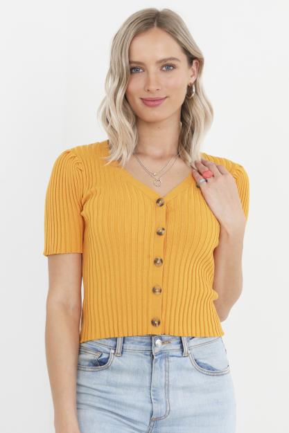 Short Sleeves Ribbed Cardigan