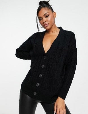 Brave Soul Longline Cable Knit Cardigan