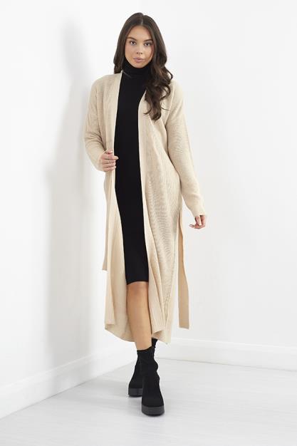 Biscuit Edge To Edge Fisherman Rib Long Cardigan