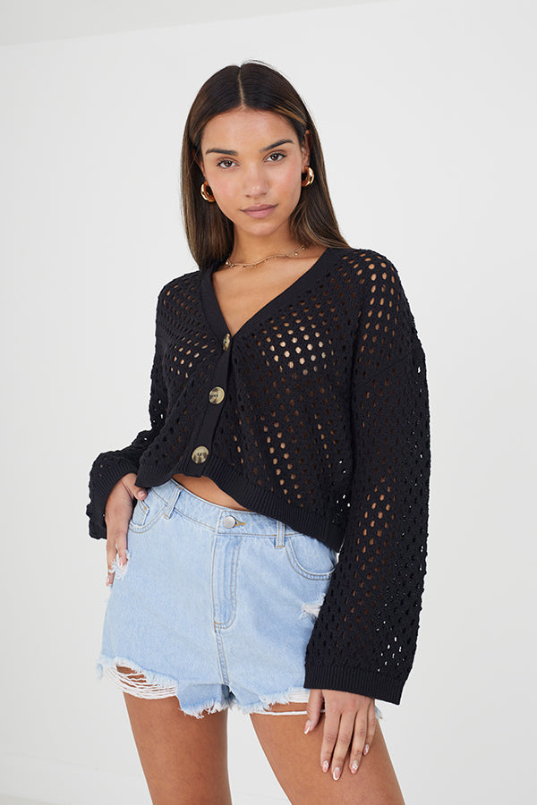 Mesh Knit Loose Fit Cardi