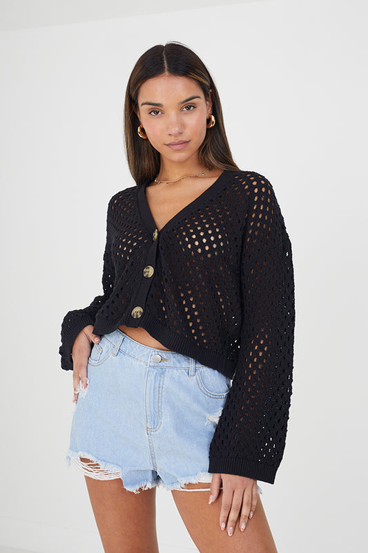 Mesh Knit Loose Fit Cardi