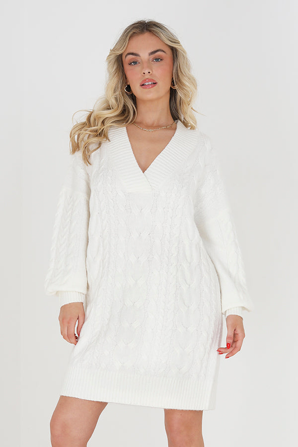 V Neck Cable Dress