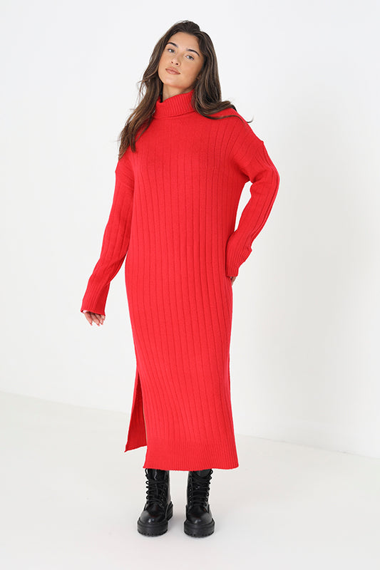 Roll Neck Oversized Rib Dress
