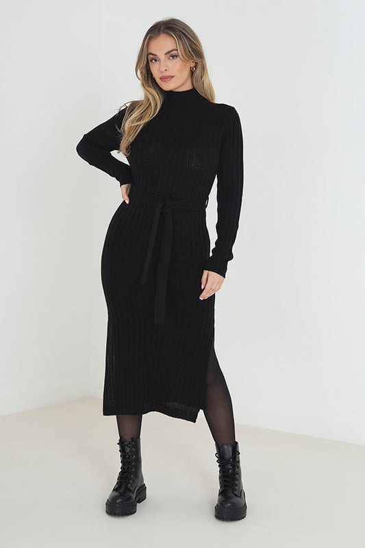 Roll Neck Rib Dress