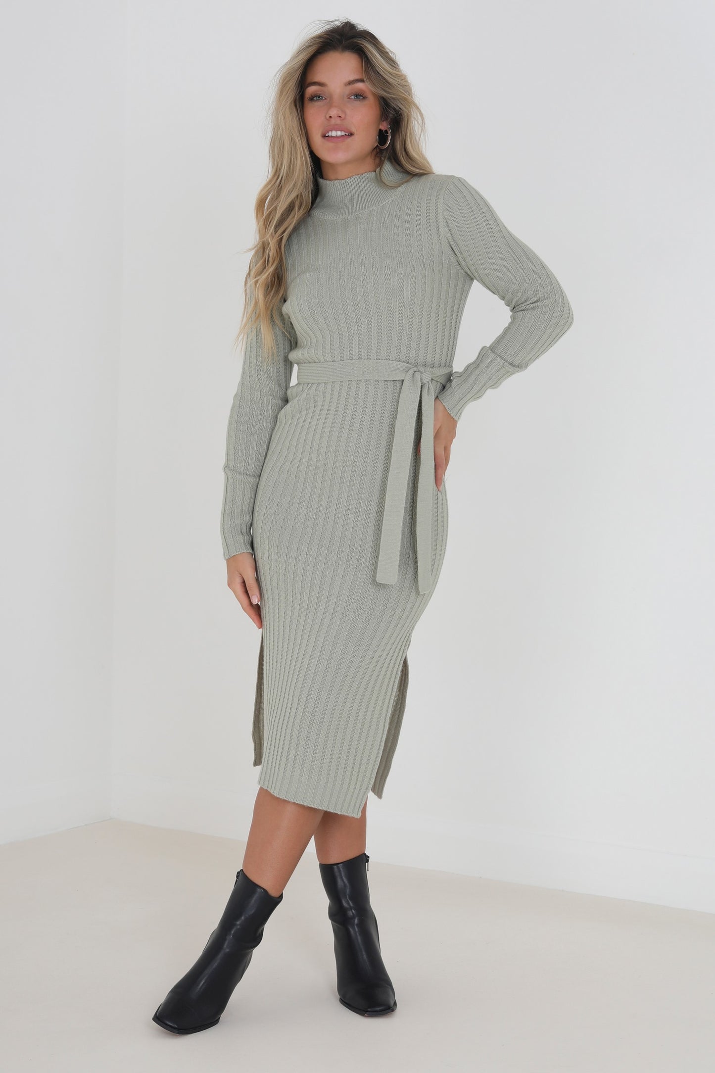 Roll Neck Rib Dress