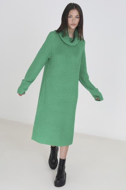 Brave Soul Roll Neck Oversized Knitted Midi Dress