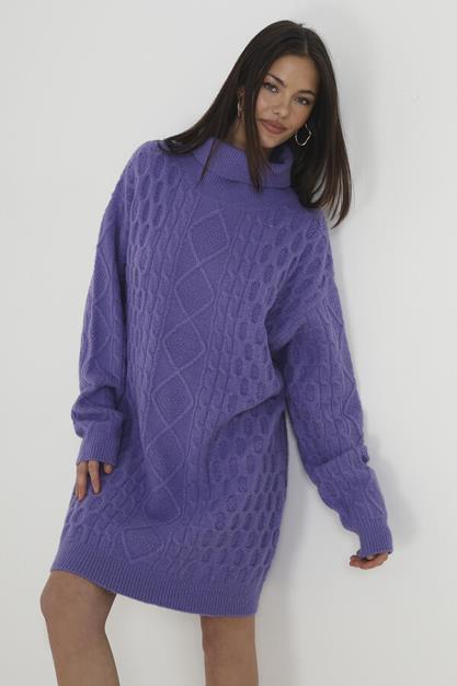 Brave Soul High Neck Cable Knit Dress