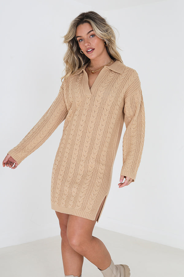 Polo Neck Cable Dress