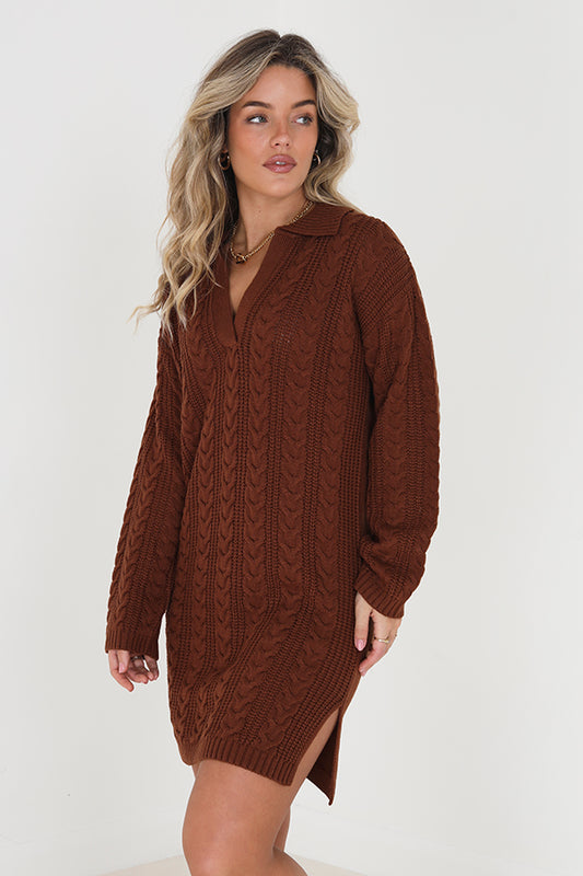 Polo Neck Cable Dress