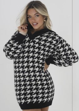 Brave Soul Duffy Chequer Print Mini Jumper Dress