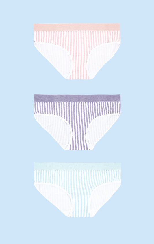 Three Pack Stripe Print Briefs