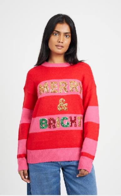 Brave Soul Oversized Christmas Jumper With Sequins