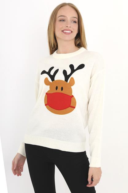 Masked Reindeer Design Christmas Jumper